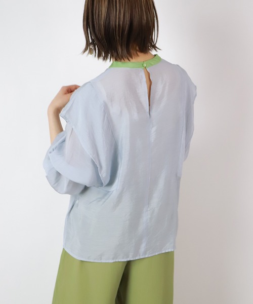 BKhome（ビーケーホーム）の「バンドカラードルマンブラウス（シャツ/ブラウス・レディース・ブラック/ライトグレー/グリーン・FREE）」の9枚目の写真