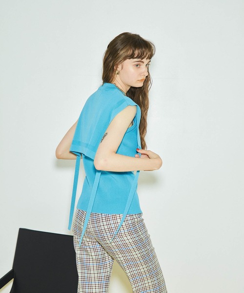 PUBLIC TOKYO（パブリックトウキョウ）の「セーラーカラーニットトップス（ニット/セーター・レディース・ブラック/イエロー/ブルー/アイボリー・FREE）」の5枚目の写真