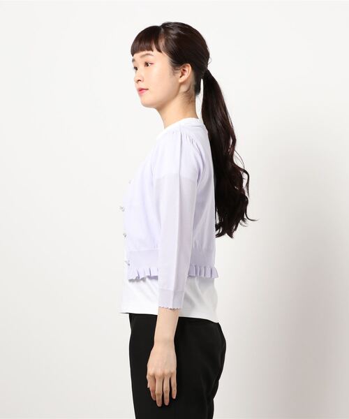 LODISPOTTO（ロディスポット）の「フルールボタンフリルカーディガン（カーディガン/ボレロ・レディース・ベージュ/ネイビー/ピンク/アイボリー/ラベンダー・MEDIUM）」の7枚目の写真