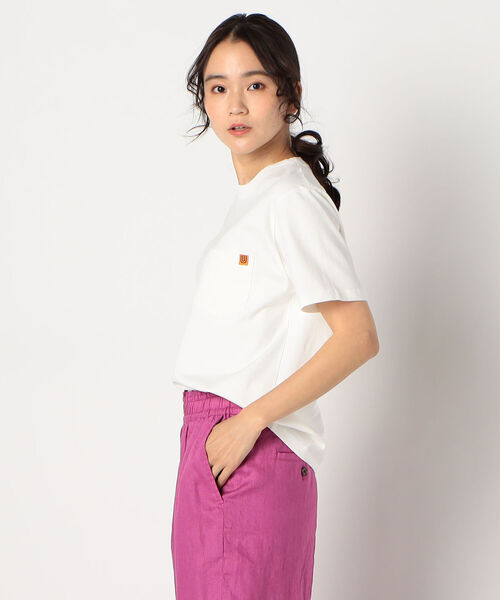 UNIVERSAL CHEMISTRY(ユニバーサルケミストリー)の「【UNIVERSAL OVERALL/ユニバーサルオーバーオール】NARROW CREW POCKET TEE #U2112206(Tシャツ/カットソー・レディース・ホワイト/ブラック/ベージュ/オリーブ・MEDIUM)」の2枚目の写真