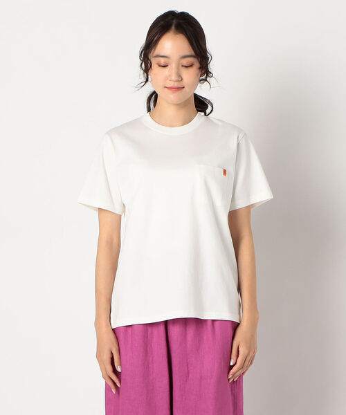 UNIVERSAL CHEMISTRY(ユニバーサルケミストリー)の「【UNIVERSAL OVERALL/ユニバーサルオーバーオール】NARROW CREW POCKET TEE #U2112206(Tシャツ/カットソー・レディース・ホワイト/ブラック/ベージュ/オリーブ・MEDIUM)」の5枚目の写真