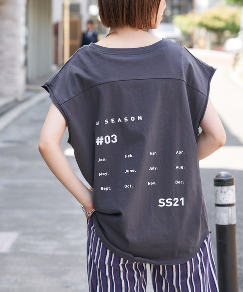 CIAOPANIC TYPY（チャオパニックティピー）の「切替ノースリーブビッグロゴTEE（Tシャツ/カットソー・レディース・ベージュ/チャコールグレー/アイボリー・ONE SIZE）」の2枚目の写真