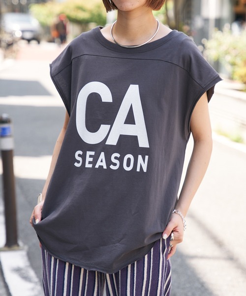 CIAOPANIC TYPY（チャオパニックティピー）の「切替ノースリーブビッグロゴTEE（Tシャツ/カットソー・レディース・ベージュ/チャコールグレー/アイボリー・ONE SIZE）」の7枚目の写真