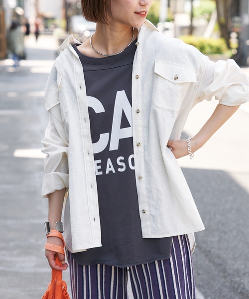 CIAOPANIC TYPY（チャオパニックティピー）の「切替ノースリーブビッグロゴTEE（Tシャツ/カットソー・レディース・ベージュ/チャコールグレー/アイボリー・ONE SIZE）」の8枚目の写真