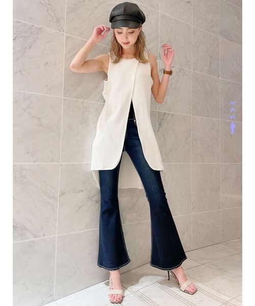 GYDA(ジェイダ)の「フロントスリットワッフルロングノースリーブTOPS(Tシャツ/カットソー・レディース・オフホワイト/ダークグリーン/キャメル・FREE)」の9枚目の写真