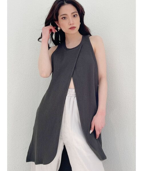 GYDA(ジェイダ)の「フロントスリットワッフルロングノースリーブTOPS(Tシャツ/カットソー・レディース・オフホワイト/ダークグリーン/キャメル・FREE)」の21枚目の写真