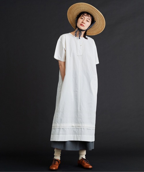 Malle（マル）の「malle コットン/リネン　刺繍スモックドレス（ワンピース・レディース・ホワイト/ホワイト×ブラック・FREE）」の8枚目の写真