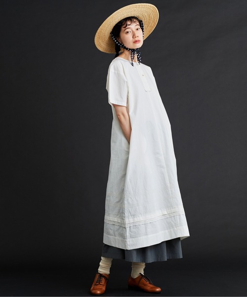 Malle（マル）の「malle コットン/リネン　刺繍スモックドレス（ワンピース・レディース・ホワイト/ホワイト×ブラック・FREE）」の9枚目の写真