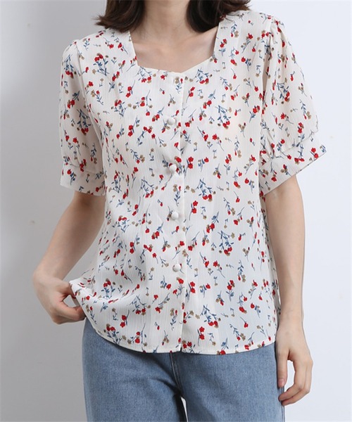SOOR PLOOM 花柄パフスリーブTシャツ 2Y トップス 40％OFF】花柄ワイドパフスリーブTシャツ キッズ ベビー 半袖