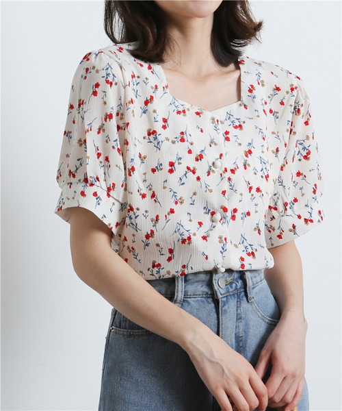 MAISON DE THERESE(メゾン ド テレーズ)の「花柄パフスリーブシャツ(シャツ/ブラウス・レディース・ホワイト/ブルー・M/L/S)」の13枚目の写真