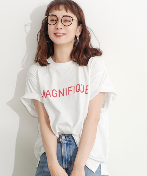 coca（coca）（コカ）の「シルキータッチデザインプリントTシャツ（Tシャツ/カットソー・レディース・ベージュ系その他2/ベージュ系その他/パープル/グリーン/ホワイト/ブラック・ONE SIZE）」の3枚目の写真