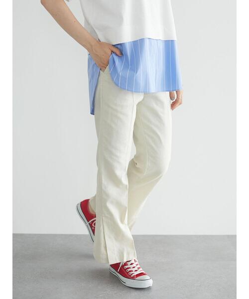 CRAFT STANDARD BOUTIQUE（クラフトスタンダードブティック）の「裾スリットフレアパンツ（スラックス・レディース・ライトグリーン/アイボリー/ラベンダー・M/L）」の18枚目の写真