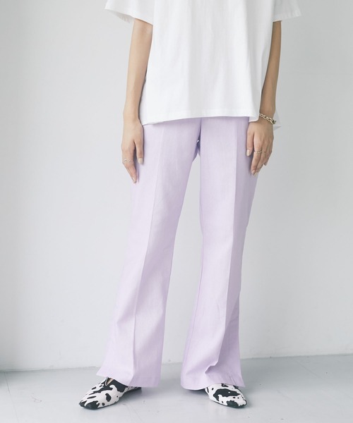 CRAFT STANDARD BOUTIQUE（クラフトスタンダードブティック）の「裾スリットフレアパンツ（スラックス・レディース・ライトグリーン/アイボリー/ラベンダー・M/L）」の3枚目の写真