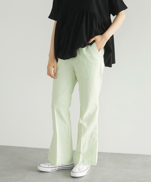 CRAFT STANDARD BOUTIQUE（クラフトスタンダードブティック）の「裾スリットフレアパンツ（スラックス・レディース・ライトグリーン/アイボリー/ラベンダー・M/L）」の2枚目の写真