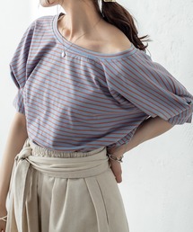 mystic | ボーダー袖タックTシャツ(Tシャツ/カットソー)