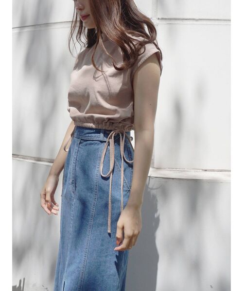 MERCURYDUO（マーキュリーデュオ）の「ピグメントクロップドカットソー（Tシャツ/カットソー・レディース・ベージュ/ミント/オフホワイト/ブラック・FREE）」の12枚目の写真