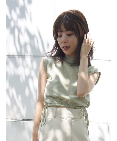 MERCURYDUO（マーキュリーデュオ）の「ピグメントクロップドカットソー（Tシャツ/カットソー・レディース・ベージュ/ミント/オフホワイト/ブラック・FREE）」の16枚目の写真