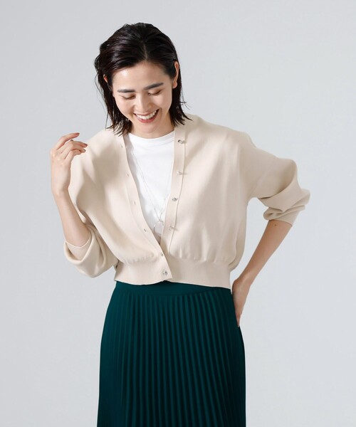 CAST:(キャストコロン)の「ニットブルゾン(ニット/セーター・レディース・ベージュ/ネイビー/ブラウン/グリーン・M)」の2枚目の写真