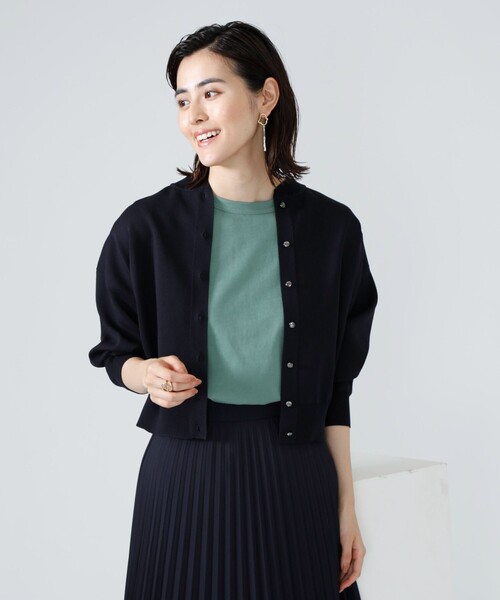 CAST:(キャストコロン)の「ニットブルゾン(ニット/セーター・レディース・ベージュ/ネイビー/ブラウン/グリーン・M)」の4枚目の写真