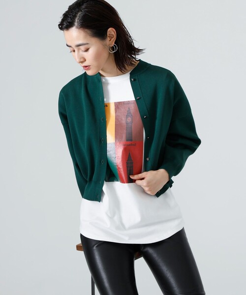 CAST:(キャストコロン)の「ニットブルゾン(ニット/セーター・レディース・ベージュ/ネイビー/ブラウン/グリーン・M)」の3枚目の写真