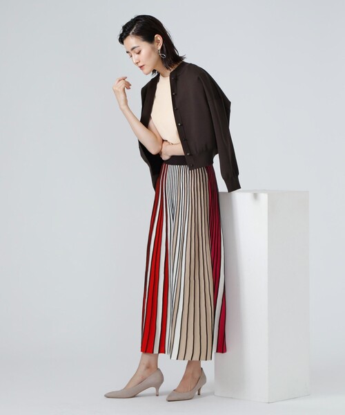 CAST:(キャストコロン)の「ニットブルゾン(ニット/セーター・レディース・ベージュ/ネイビー/ブラウン/グリーン・M)」の8枚目の写真