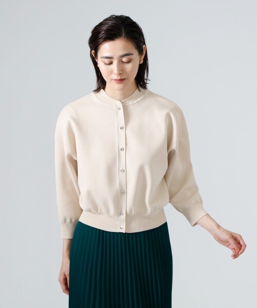 CAST:(キャストコロン)の「ニットブルゾン(ニット/セーター・レディース・ベージュ/ネイビー/ブラウン/グリーン・M)」の10枚目の写真