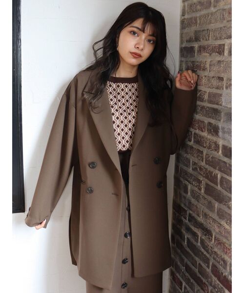 MURUA（ムルーア）の「ディープスリットロングジャケット（テーラードジャケット・レディース・グリーン/モカ/その他1・FREE）」の9枚目の写真