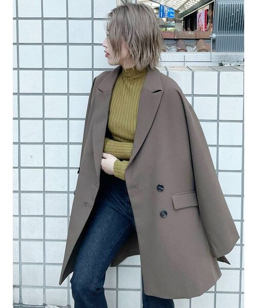 MURUA（ムルーア）の「ディープスリットロングジャケット（テーラードジャケット・レディース・グリーン/モカ/その他1・FREE）」の13枚目の写真