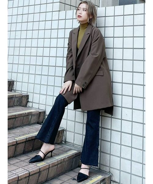 MURUA（ムルーア）の「ディープスリットロングジャケット（テーラードジャケット・レディース・グリーン/モカ/その他1・FREE）」の14枚目の写真