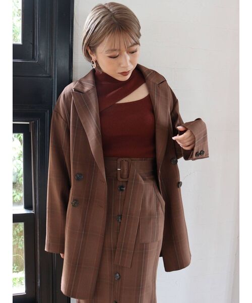 MURUA（ムルーア）の「ディープスリットロングジャケット（テーラードジャケット・レディース・グリーン/モカ/その他1・FREE）」の16枚目の写真