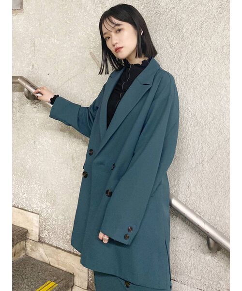 MURUA（ムルーア）の「ディープスリットロングジャケット（テーラードジャケット・レディース・グリーン/モカ/その他1・FREE）」の20枚目の写真