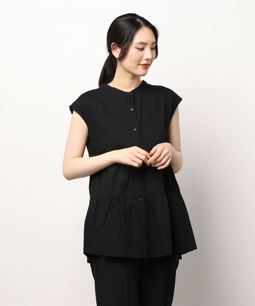 YECCA VECCA（イェッカヴェッカ）の「・2wayティアードチュニックブラウス＊（シャツ/ブラウス・レディース・ホワイト/ブラック/ストライプ・FREE）」の2枚目の写真