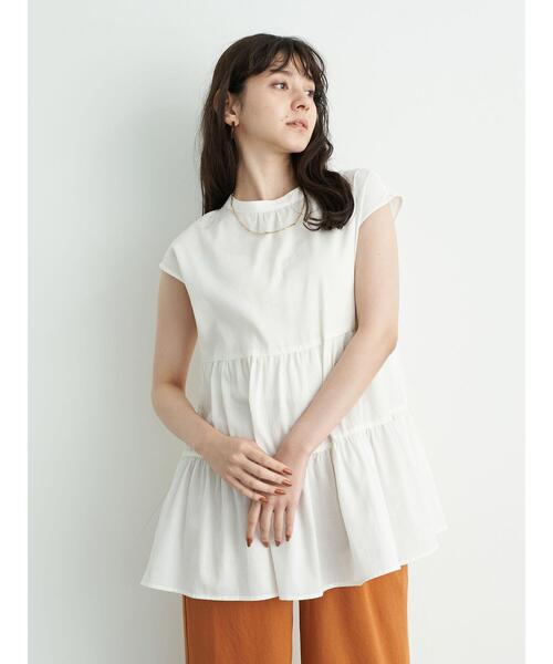 YECCA VECCA（イェッカヴェッカ）の「・2wayティアードチュニックブラウス＊（シャツ/ブラウス・レディース・ホワイト/ブラック/ストライプ・FREE）」の5枚目の写真