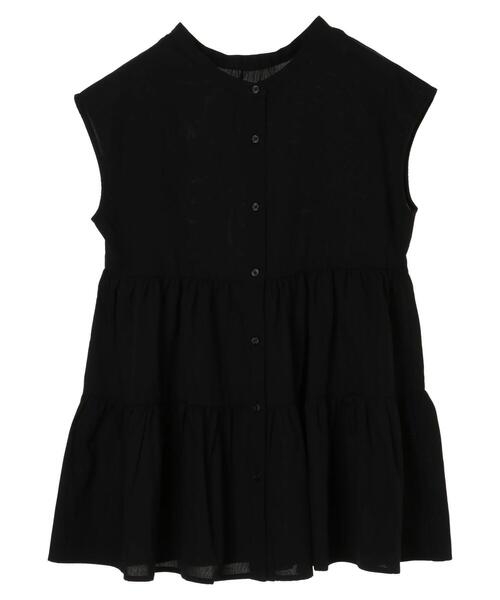 YECCA VECCA（イェッカヴェッカ）の「・2wayティアードチュニックブラウス＊（シャツ/ブラウス・レディース・ホワイト/ブラック/ストライプ・FREE）」の4枚目の写真