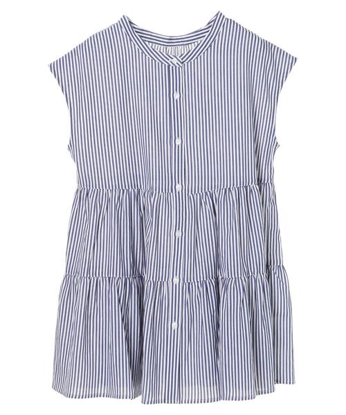 YECCA VECCA（イェッカヴェッカ）の「・2wayティアードチュニックブラウス＊（シャツ/ブラウス・レディース・ホワイト/ブラック/ストライプ・FREE）」の8枚目の写真