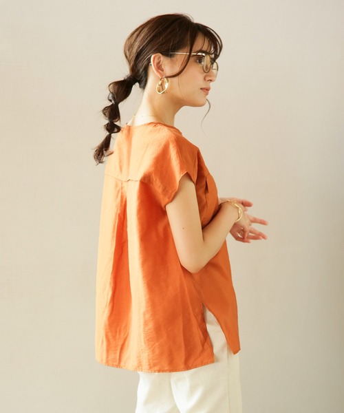 Emilyan（エミリアン）の「【テンセルリネン】タックフレアーシャツブラウス（シャツ/ブラウス・レディース・ブラック/ベージュ/オレンジ・9号）」の15枚目の写真