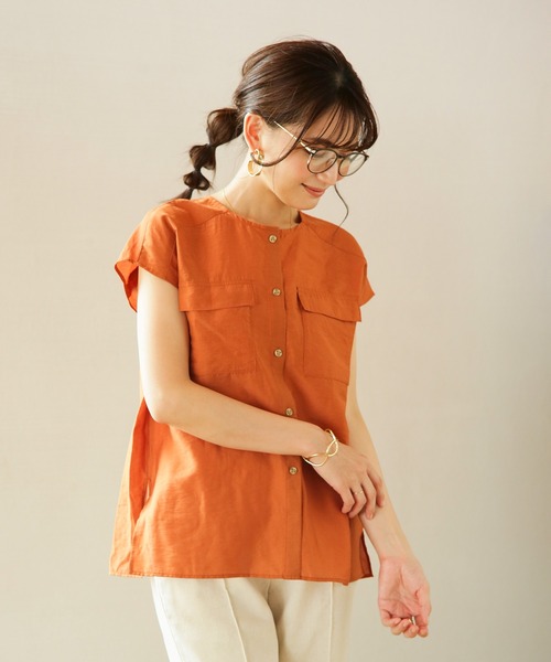 Emilyan（エミリアン）の「【テンセルリネン】タックフレアーシャツブラウス（シャツ/ブラウス・レディース・ブラック/ベージュ/オレンジ・9号）」の19枚目の写真