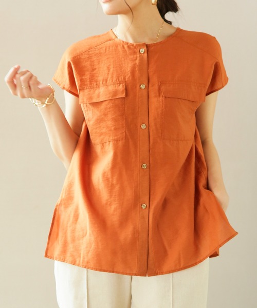 Emilyan（エミリアン）の「【テンセルリネン】タックフレアーシャツブラウス（シャツ/ブラウス・レディース・ブラック/ベージュ/オレンジ・9号）」の21枚目の写真