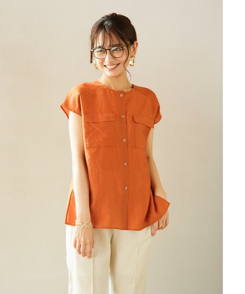 Emilyan（エミリアン）の「【テンセルリネン】タックフレアーシャツブラウス（シャツ/ブラウス・レディース・ブラック/ベージュ/オレンジ・9号）」の22枚目の写真