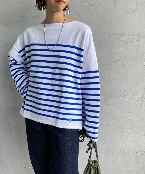 ORCIVAL（オーシバル）の「[ORCIVAL/オーシバル] ビッグシルエットボーダーTシャツ（Tシャツ/カットソー・レディース・ホワイト/グレイッシュベージュ/チャコール/ホワイト×ネイビー/ホワイト×グリーン・1）」の15枚目の写真