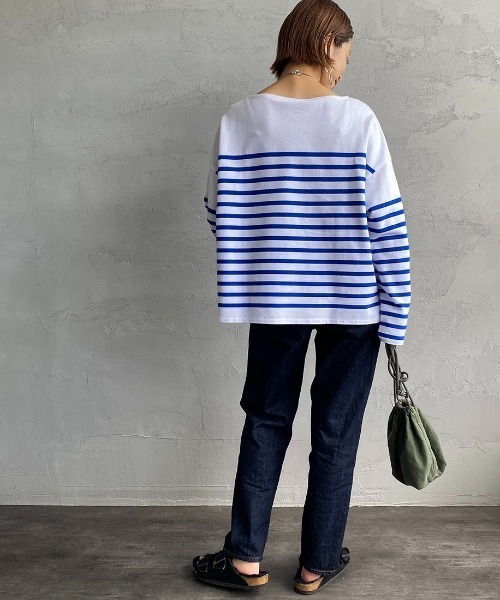 ORCIVAL（オーシバル）の「[ORCIVAL/オーシバル] ビッグシルエットボーダーTシャツ（Tシャツ/カットソー・レディース・ホワイト/グレイッシュベージュ/チャコール/ホワイト×ネイビー/ホワイト×グリーン・1）」の18枚目の写真