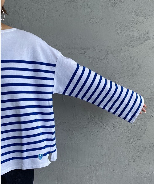 ORCIVAL（オーシバル）の「[ORCIVAL/オーシバル] ビッグシルエットボーダーTシャツ（Tシャツ/カットソー・レディース・ホワイト/グレイッシュベージュ/チャコール/ホワイト×ネイビー/ホワイト×グリーン・1）」の10枚目の写真