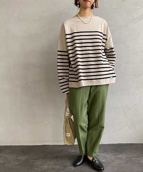 ORCIVAL（オーシバル）の「[ORCIVAL/オーシバル] ビッグシルエットボーダーTシャツ（Tシャツ/カットソー・レディース・ホワイト/グレイッシュベージュ/チャコール/ホワイト×ネイビー/ホワイト×グリーン・1）」の20枚目の写真