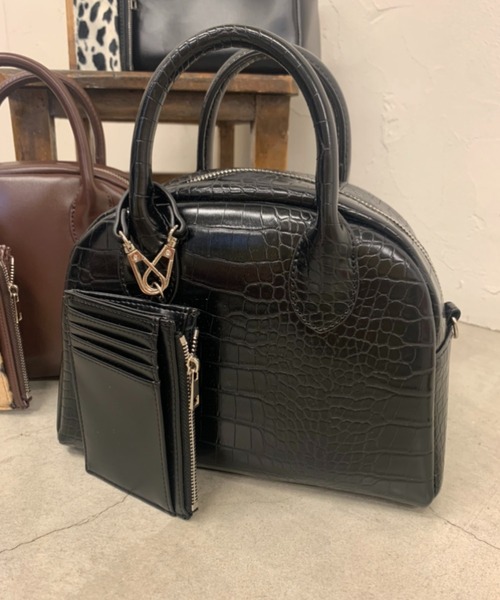 WEGO（ウィゴー）の「WEGO/【ZOZOTOWN＆一部店限定】パスケース付きボストンショルダーバッグ（ショルダーバッグ・レディース・ブラック/その他1/ブラウン・FREE）」の3枚目の写真