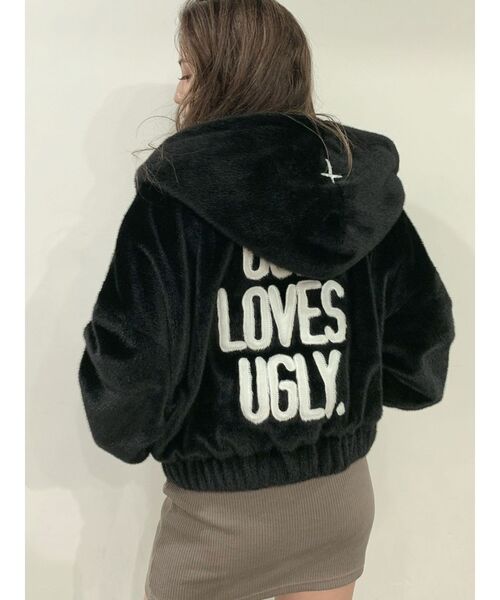 GYDA（ジェイダ）の「GOD LOVES UGLYエコファーショートフーディー（ブルゾン・レディース・ブラック/ベージュ/アイボリー・FREE）」の11枚目の写真