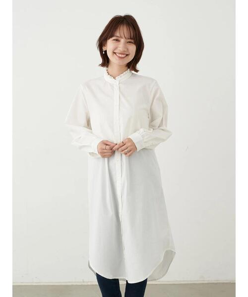 earth music&ecology（アースミュージックアンドエコロジー）の「SET2点ケーブルベスト+フリル衿シャツワンピース ＊（ワンピース・レディース・ライトグレー/モカ/ブラック・FREE）」の11枚目の写真