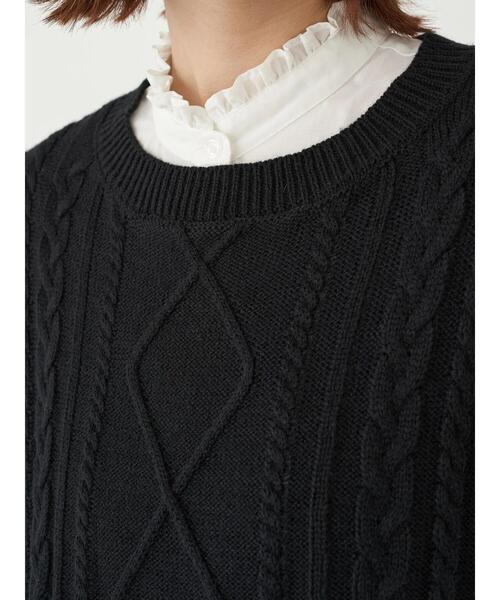 earth music&ecology（アースミュージックアンドエコロジー）の「SET2点ケーブルベスト+フリル衿シャツワンピース ＊（ワンピース・レディース・ライトグレー/モカ/ブラック・FREE）」の17枚目の写真