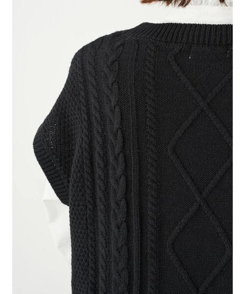 earth music&ecology（アースミュージックアンドエコロジー）の「SET2点ケーブルベスト+フリル衿シャツワンピース ＊（ワンピース・レディース・ライトグレー/モカ/ブラック・FREE）」の19枚目の写真