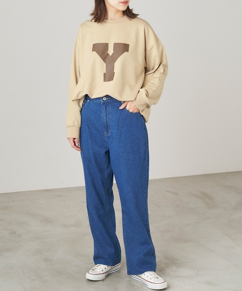 &yam(アンドヤム)の「ビッグイニシャル"Y"ロゴスウェット【親子お揃い/リンクコーデ】(スウェット・レディース・ブラック/グリーン/ベージュ・FREE)」の17枚目の写真