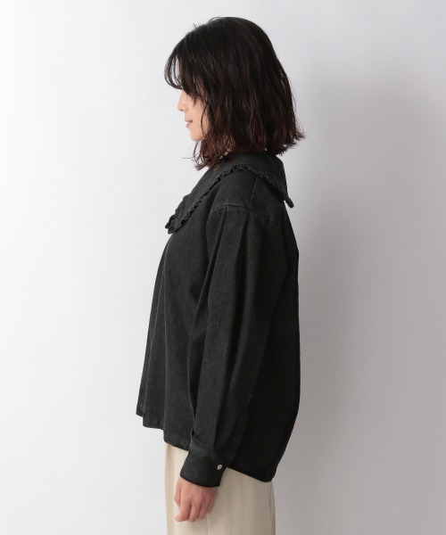 LOWRYS FARM(ローリーズファーム)の「BIGカラーデニムジャケシャツ 214822(シャツ/ブラウス・レディース・ブラック/ブルー・FREE)」の6枚目の写真